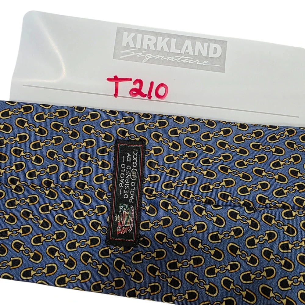 Paolo Designed By Paolo Gucci Mens‎ Necktie Blue One Size Silk Horse Bit Link